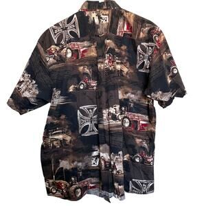 Bit & Bridle Custom Tractors All Over Print Hot Rod Shirt XL Grunge Rockabilly